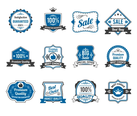 Retro sales best choice offer  old fashioned antique emblems labels pictograms set abstract graphic vector isolated illustration