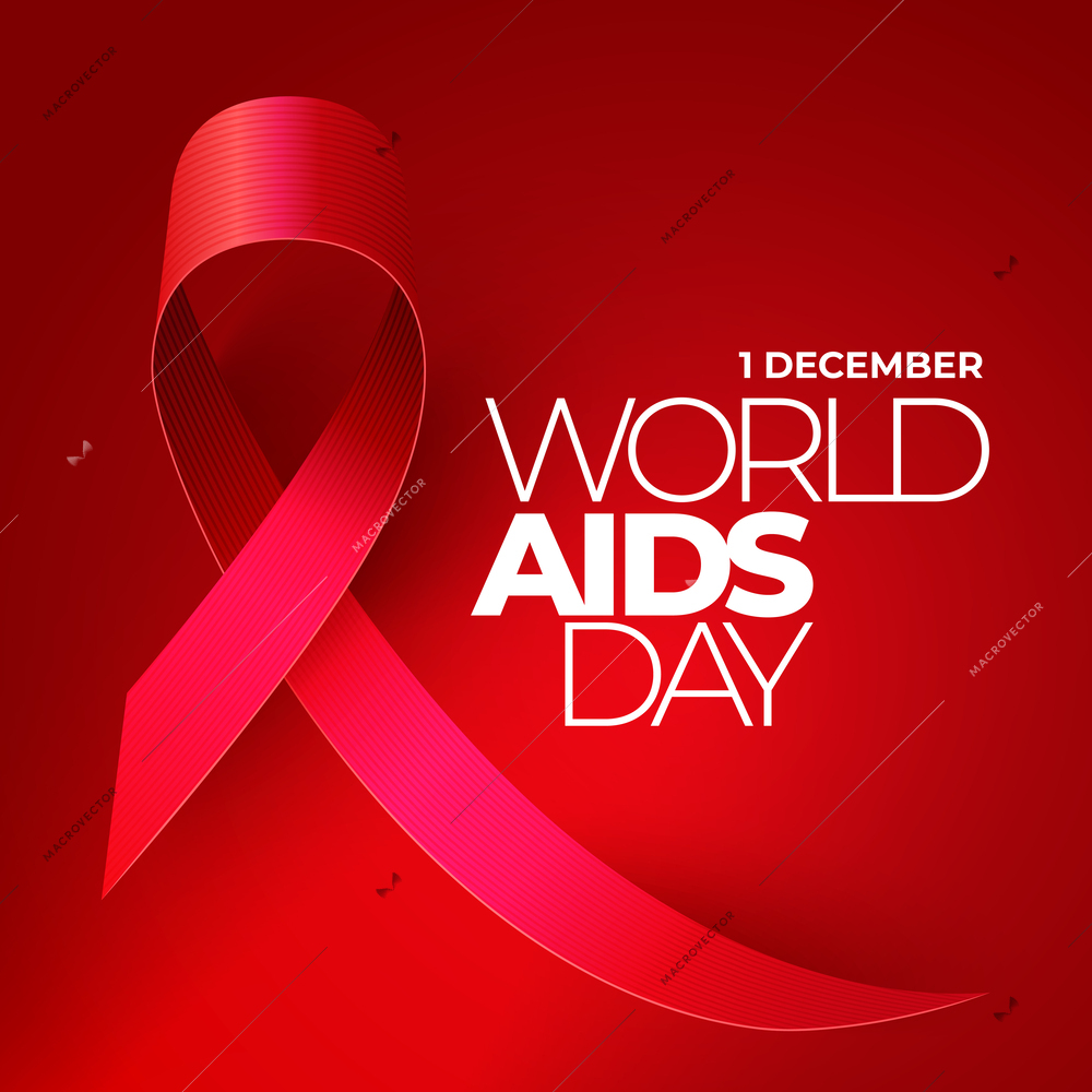 World aids day composition with september first description and big red ribbon vector illustration