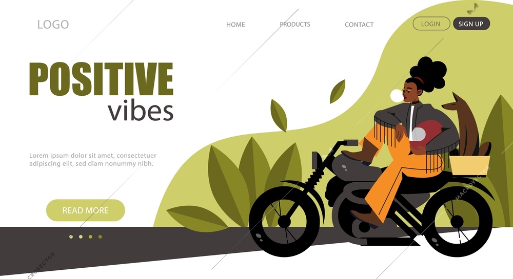 Positive vibes banner with emotional people flat vector illustration