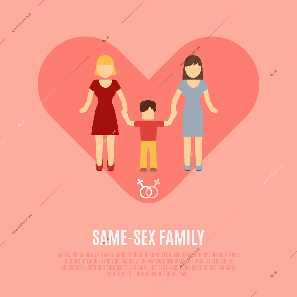 Nontraditional Family Open Sex Orientation Lesbian Vector Illustration  11367 | Macrovector