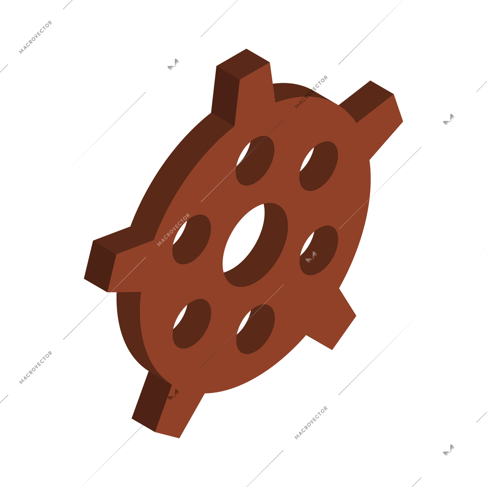 Brown gear with cogs isometric icon 3d vector illustration