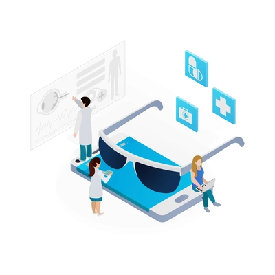 Telemedicine online diagnosis isometric concept 3d vector illustration