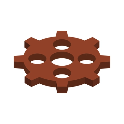 Isometric brown gear element 3d icon on white background vector illustration