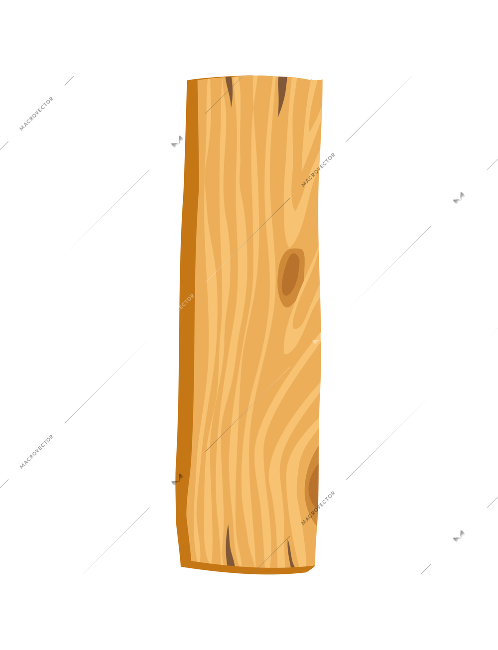 Wood industry raw material sample flat icon with wooden plank vector illustration