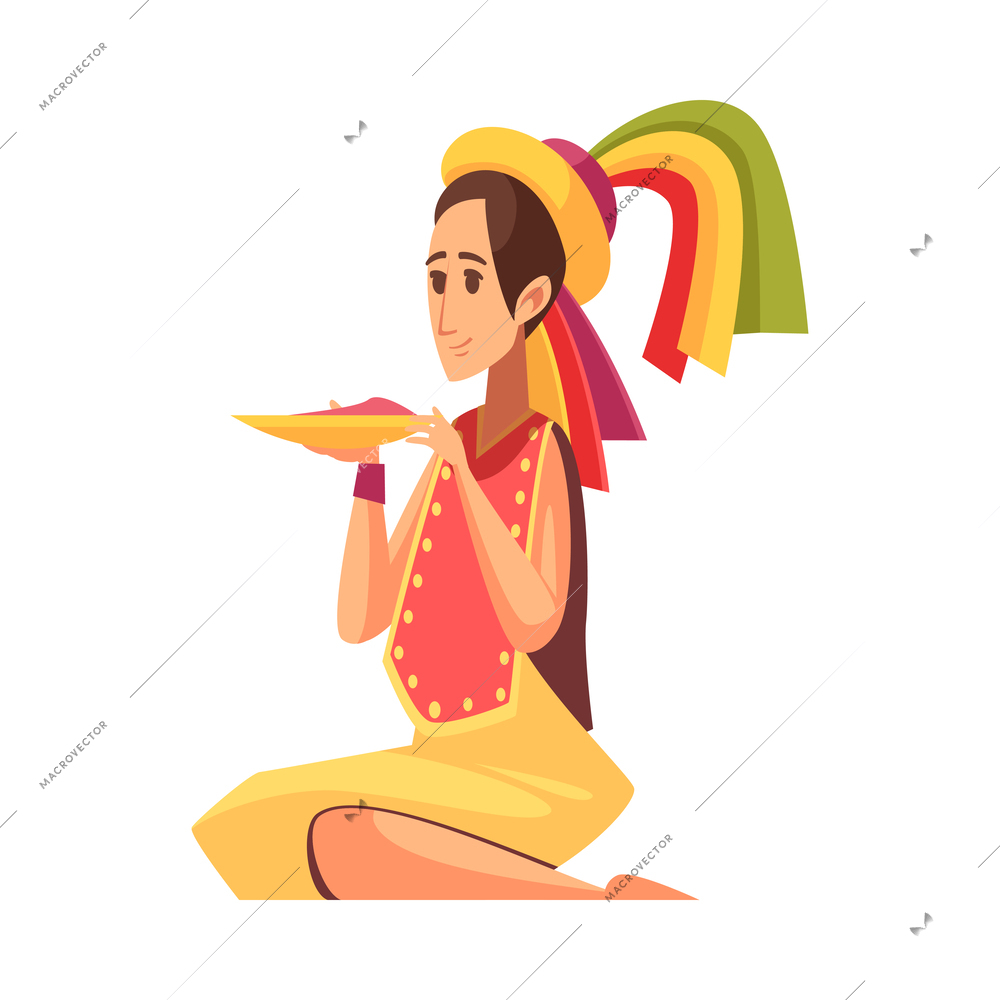 Maya civilization composition with cartoon style human character of ancient person vector illustration