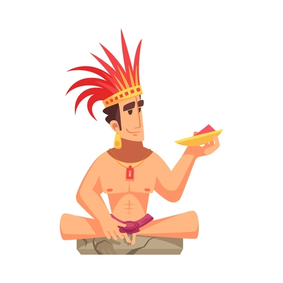 Maya civilization composition with cartoon style human character of ancient person vector illustration