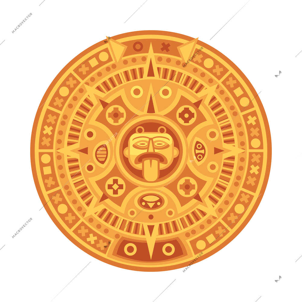 Maya civilization composition with cartoon style ancient icon on blank background vector illustration