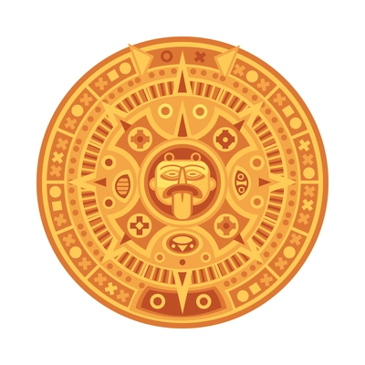 Maya civilization composition with cartoon style ancient icon on blank background vector illustration