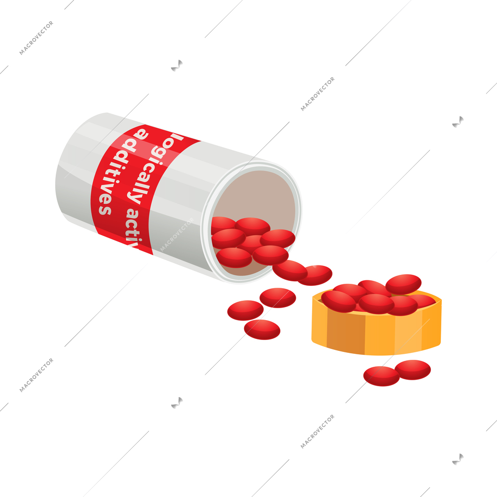 Biological active additives composition with isolated image of medical supplies on blank background vector illustration