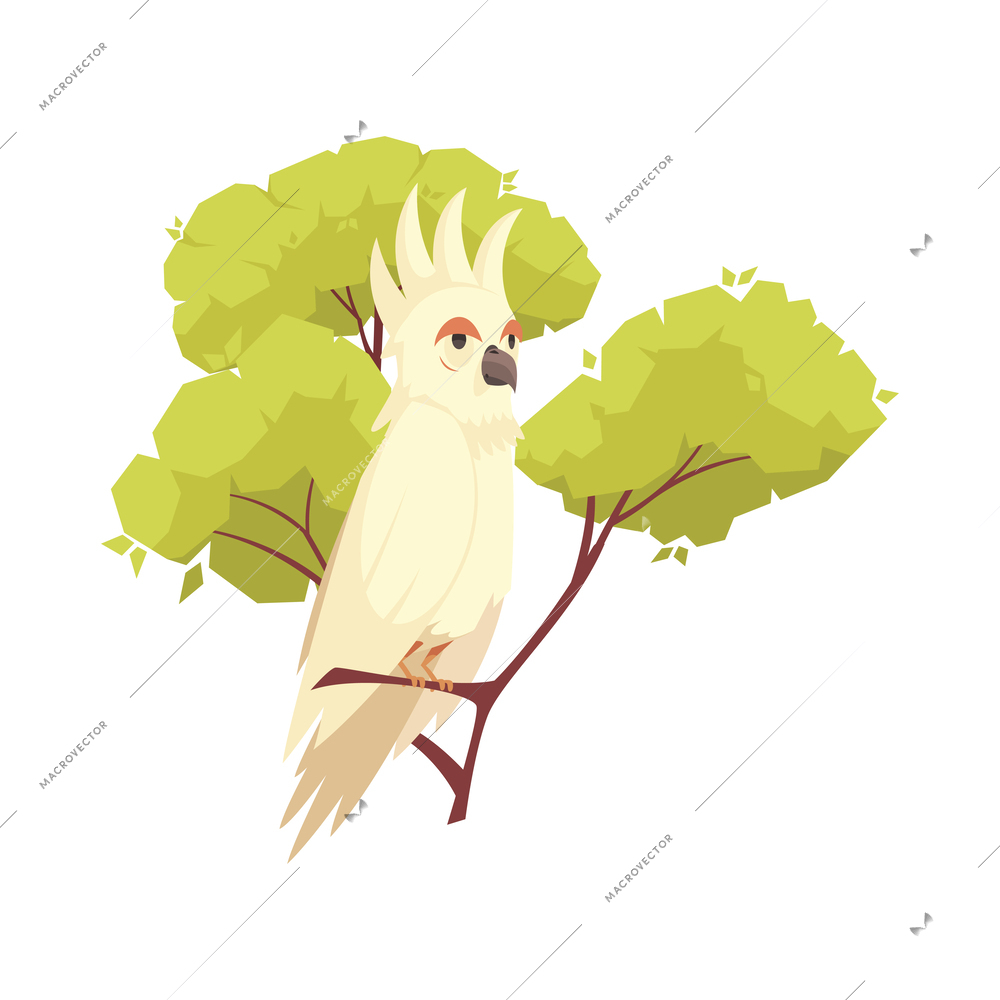 Jungle composition with view of exotic animal in natural habitat on blank background vector illustration