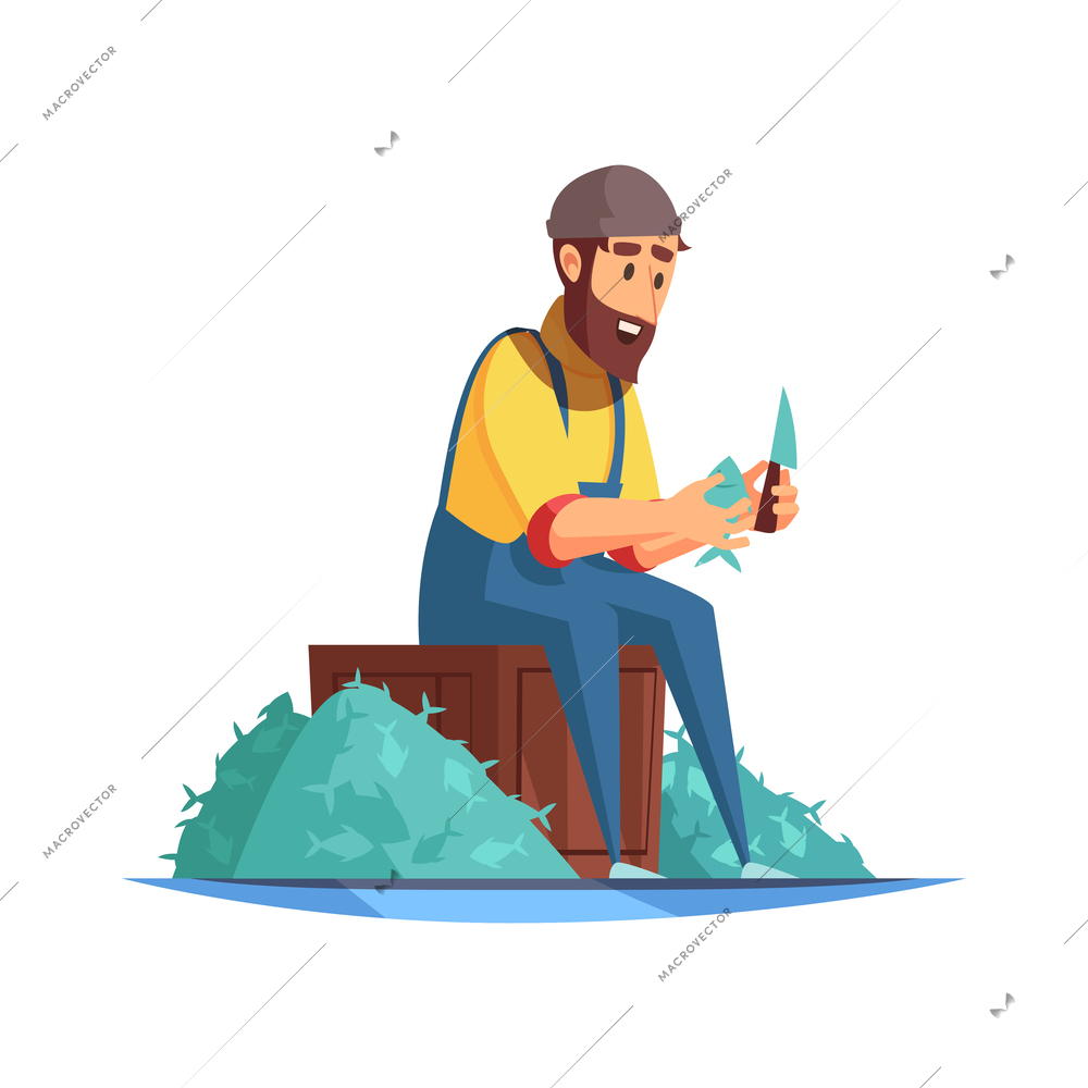 Nautical composition with doodle style human character of brave sea man on blank background vector illustration