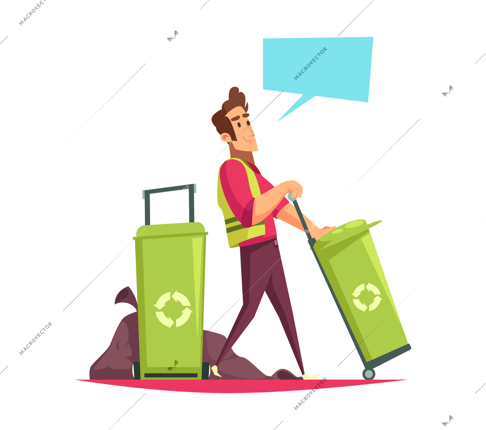 Volunteering composition with isolated view of doodle style character cleaning up environment vector illustration