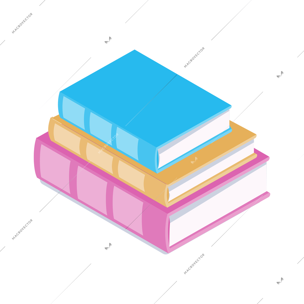 Isometric online library isolated composition of book electronic library reading icons on blank background vector illustration