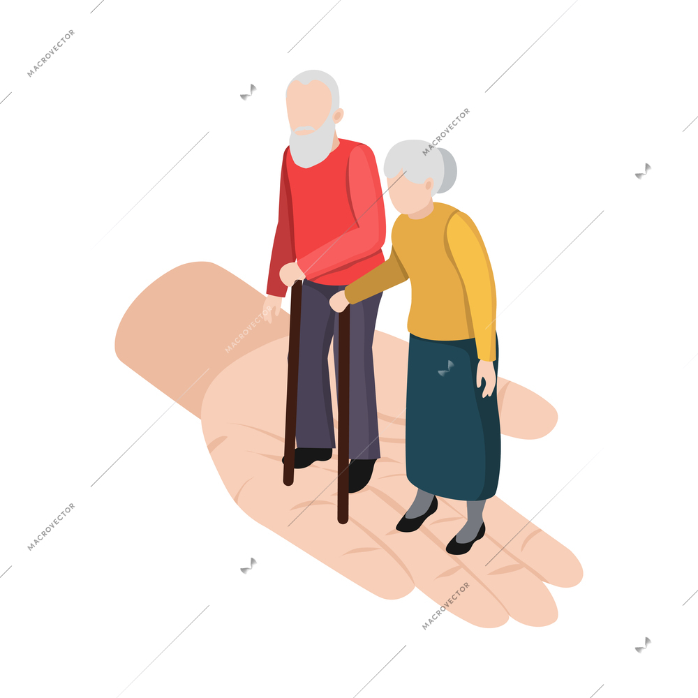 Nursing home elderly people composition with medical care activity and assistance images vector illustration