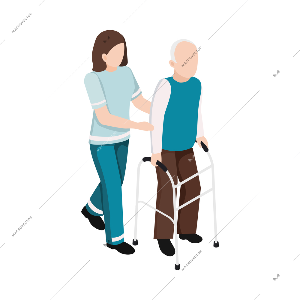 Nursing home elderly people composition with medical care activity and assistance images vector illustration