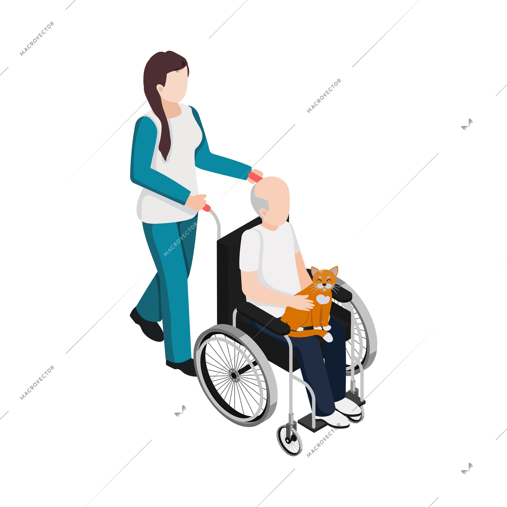 Nursing home elderly people composition with medical care activity and assistance images vector illustration