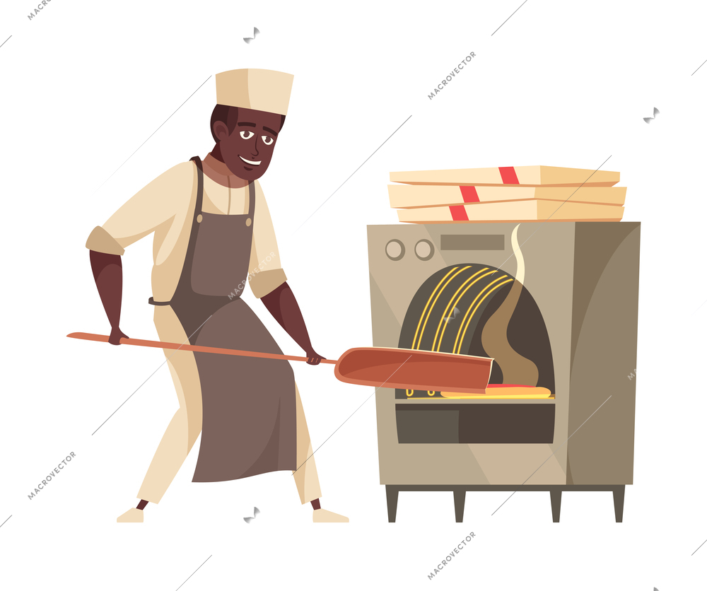 Professional cooking composition with character of chef preparing food on blank background vector illustration