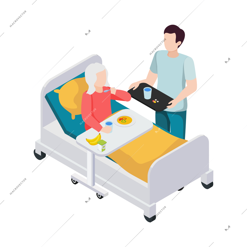 Nursing home elderly people composition with medical care activity and assistance images vector illustration