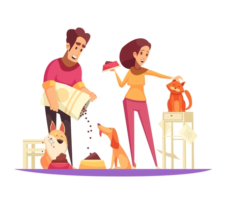 Wake up morning composition with doodle style characters of loving couple daily routine vector illustration
