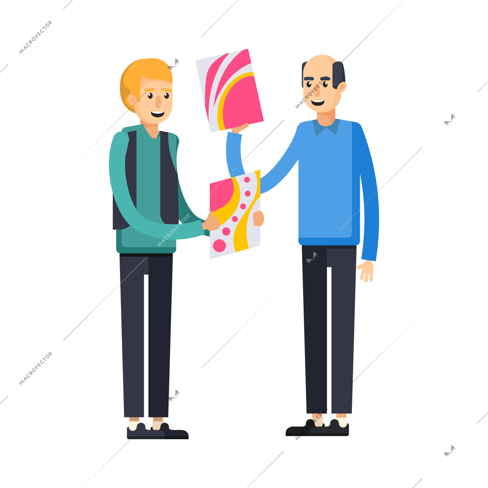 Advertising agency production orthogonal flat people composition with human characters at work vector illustration