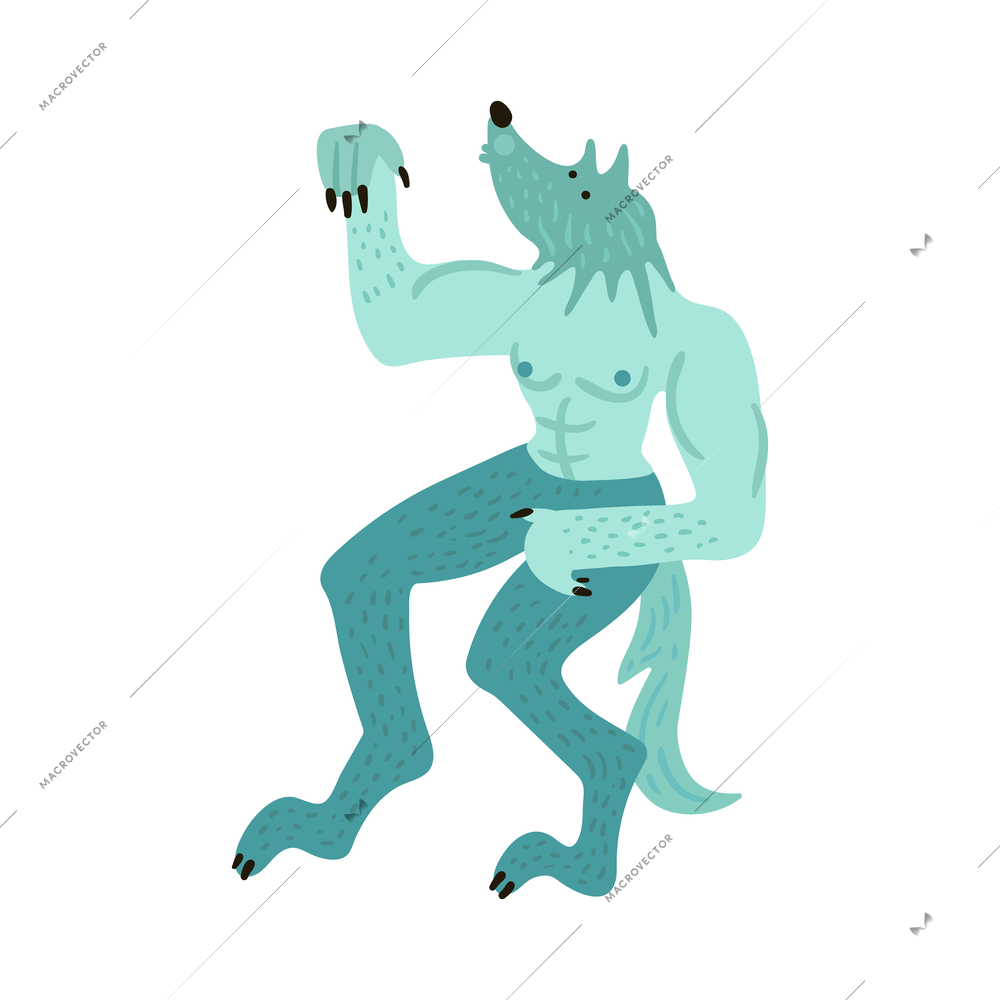 Mythical creature composition with isolated cartoon style fairytale character on blank background vector illustration