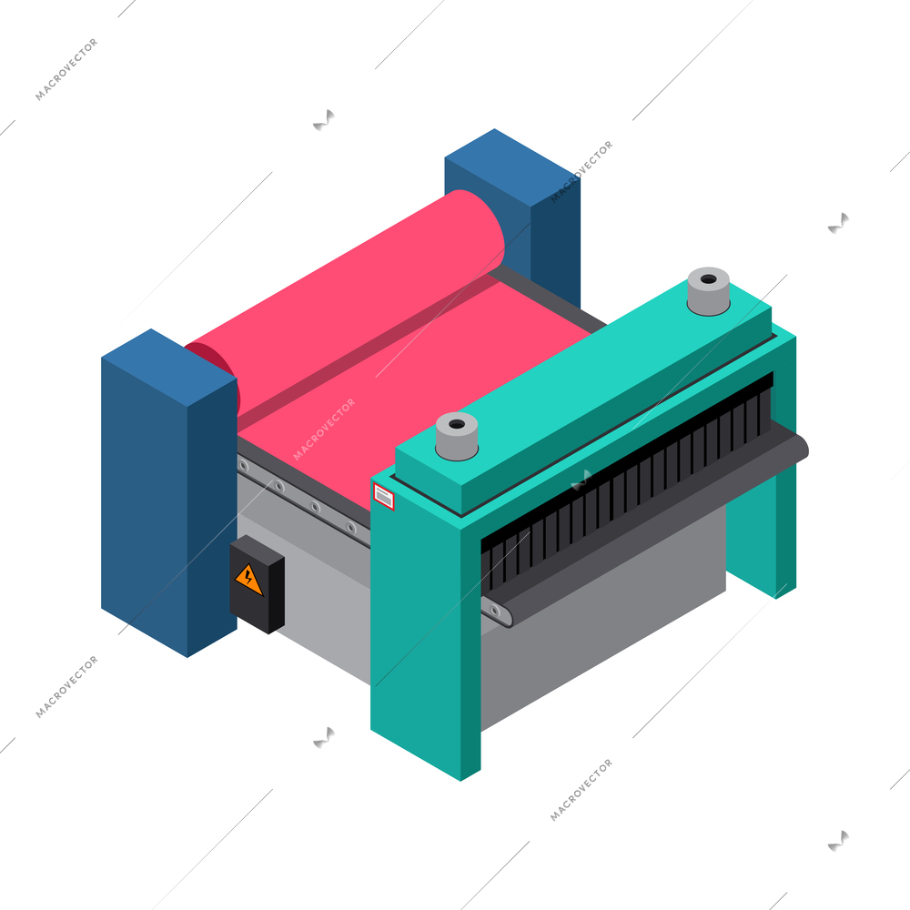 Clothes factory sewing isometric composition with isolated textile making image on blank background vector illustration