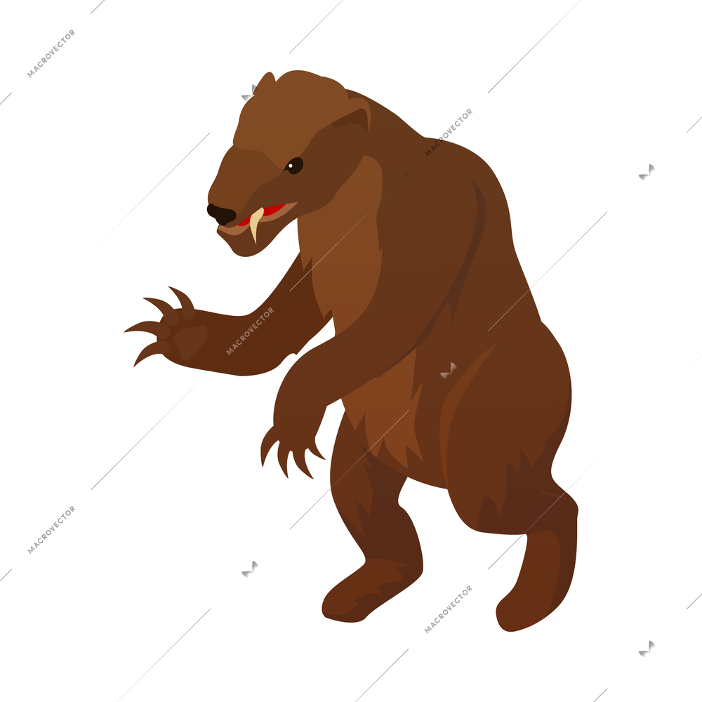 Isometric primitive people composition with isolated prehistoric ancient icon on blank background vector illustration