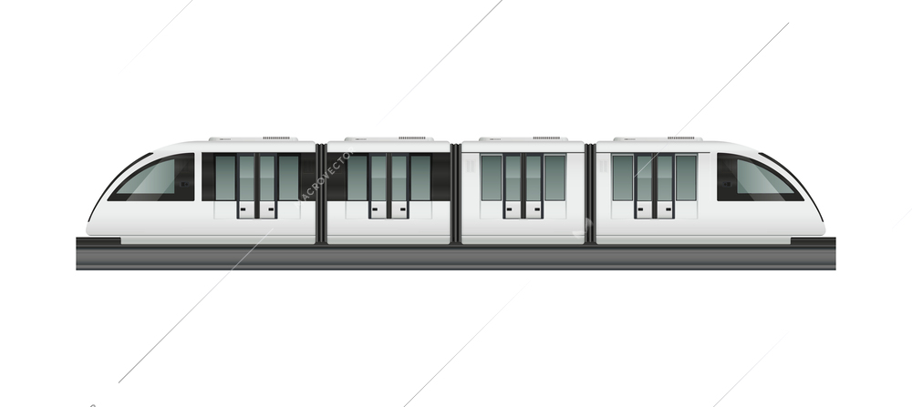 Passenger tram train realistic composition with side view of modern train carriage on blank background vector illustration