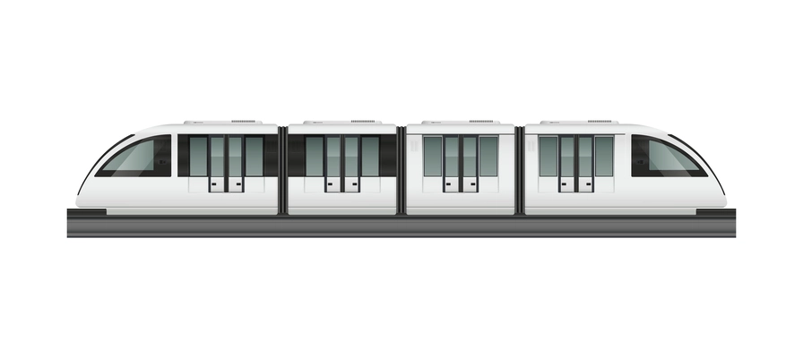 Passenger tram train realistic composition with side view of modern train carriage on blank background vector illustration