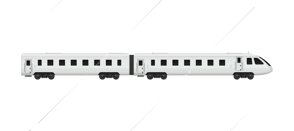 Passenger tram train realistic composition with side view of modern train carriage on blank background vector illustration