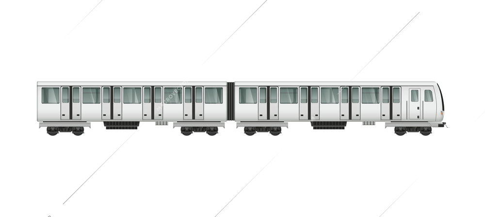 Passenger tram train realistic composition with side view of modern train carriage on blank background vector illustration