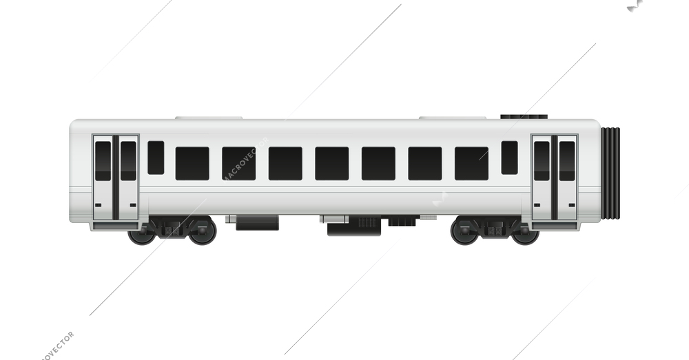 Passenger tram train realistic composition with side view of modern train carriage on blank background vector illustration