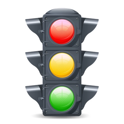 Traffic lights realistic isolated object on white background vector illustration