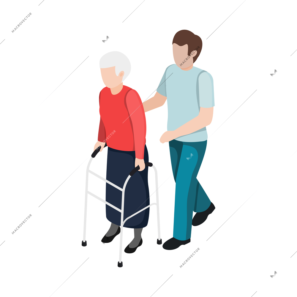 Nursing home elderly people composition with medical care activity and assistance images vector illustration