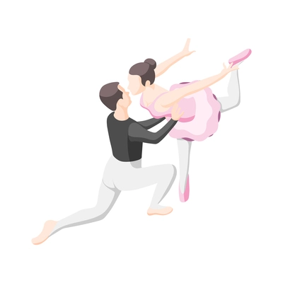 Ballet and ballerinas isometric composition with isolated human characters on blank background vector illustration