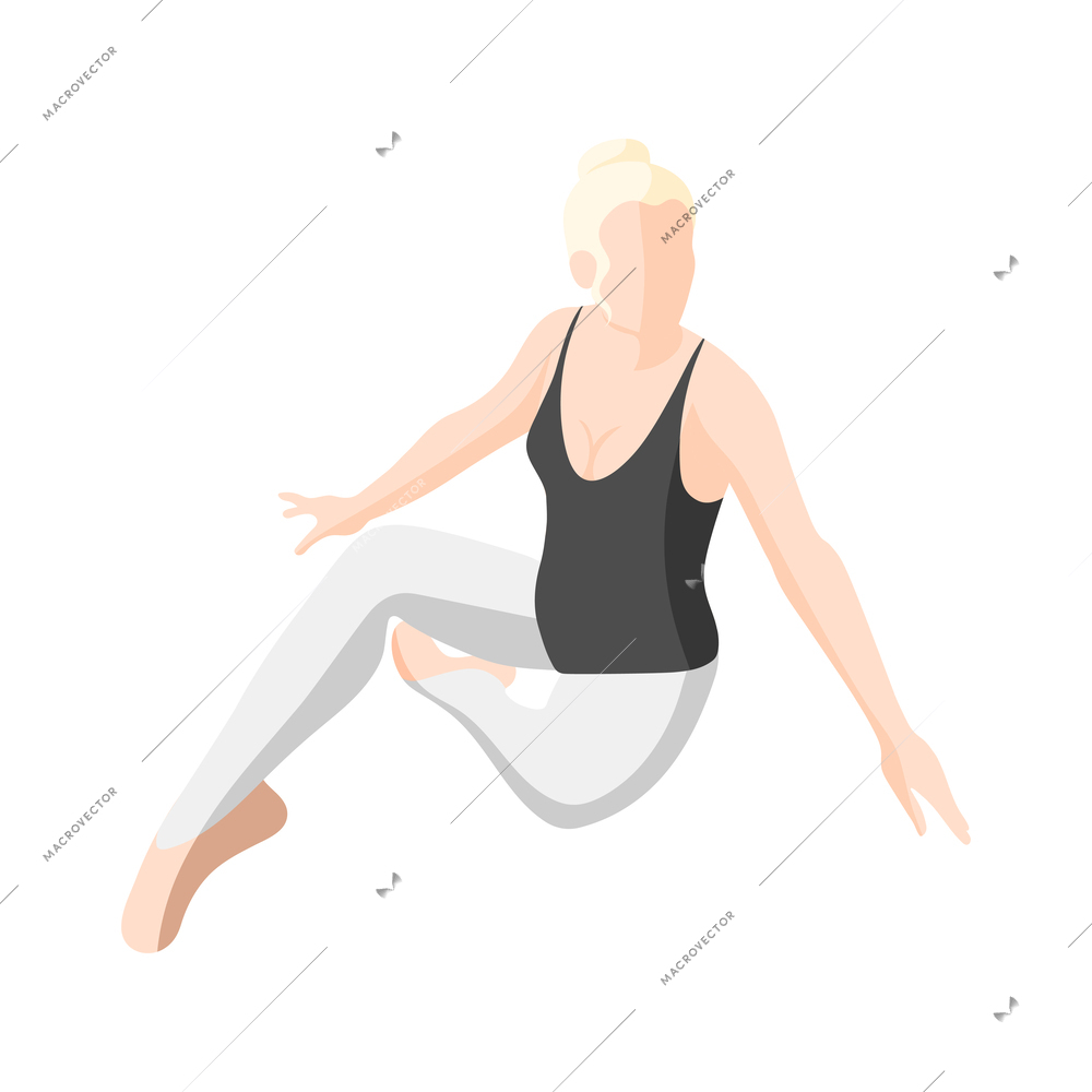 Ballet and ballerinas isometric composition with isolated human character on blank background vector illustration