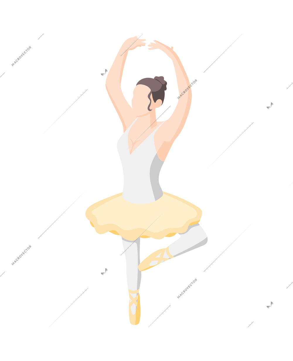 Ballet and ballerinas isometric composition with isolated human character on blank background vector illustration