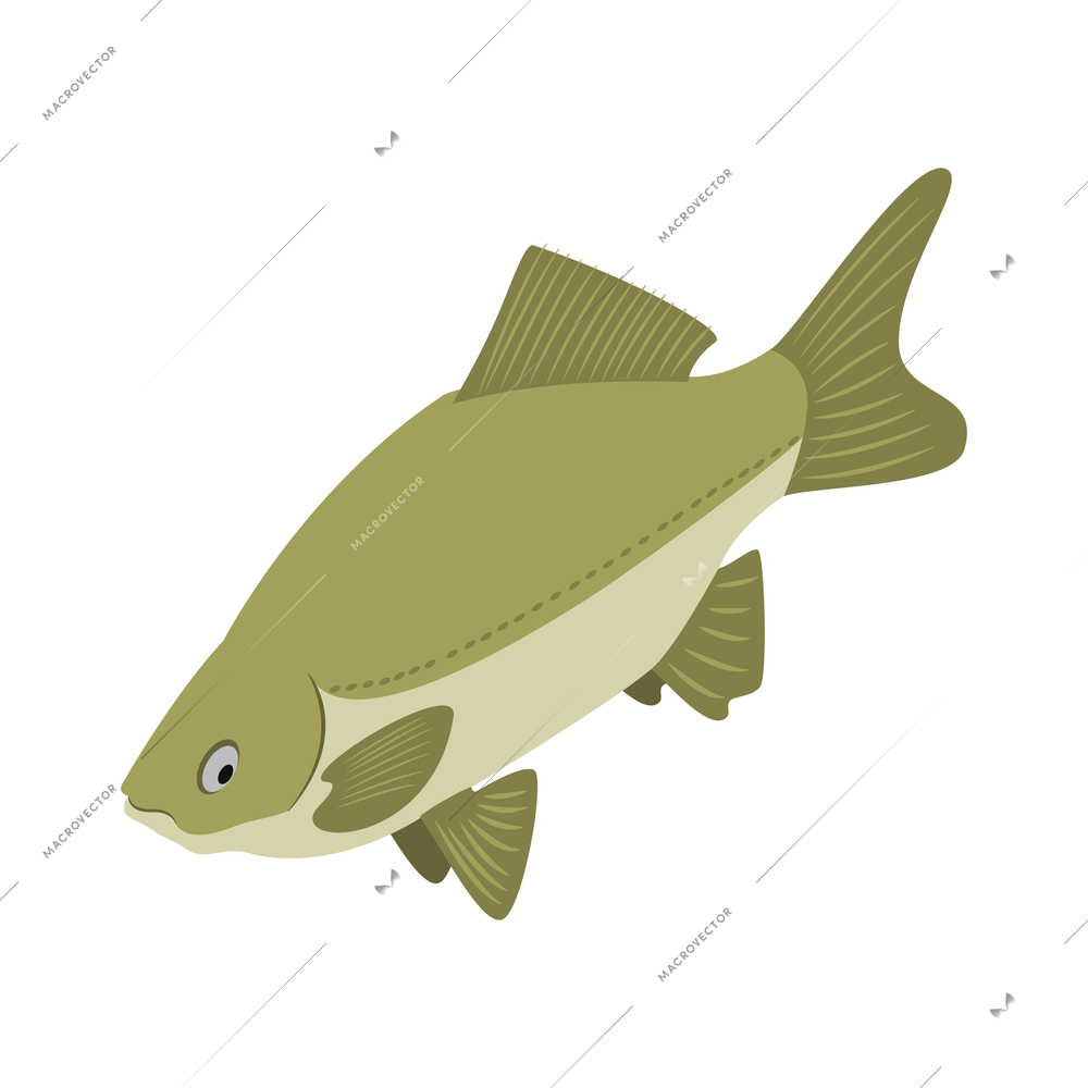 Fishing seafood isometric composition of isolated fishery icons on blank background vector illustration