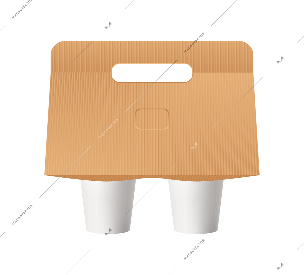 Takeout fastfood package realistic composition with isolated image of paper container on blank background vector illustration