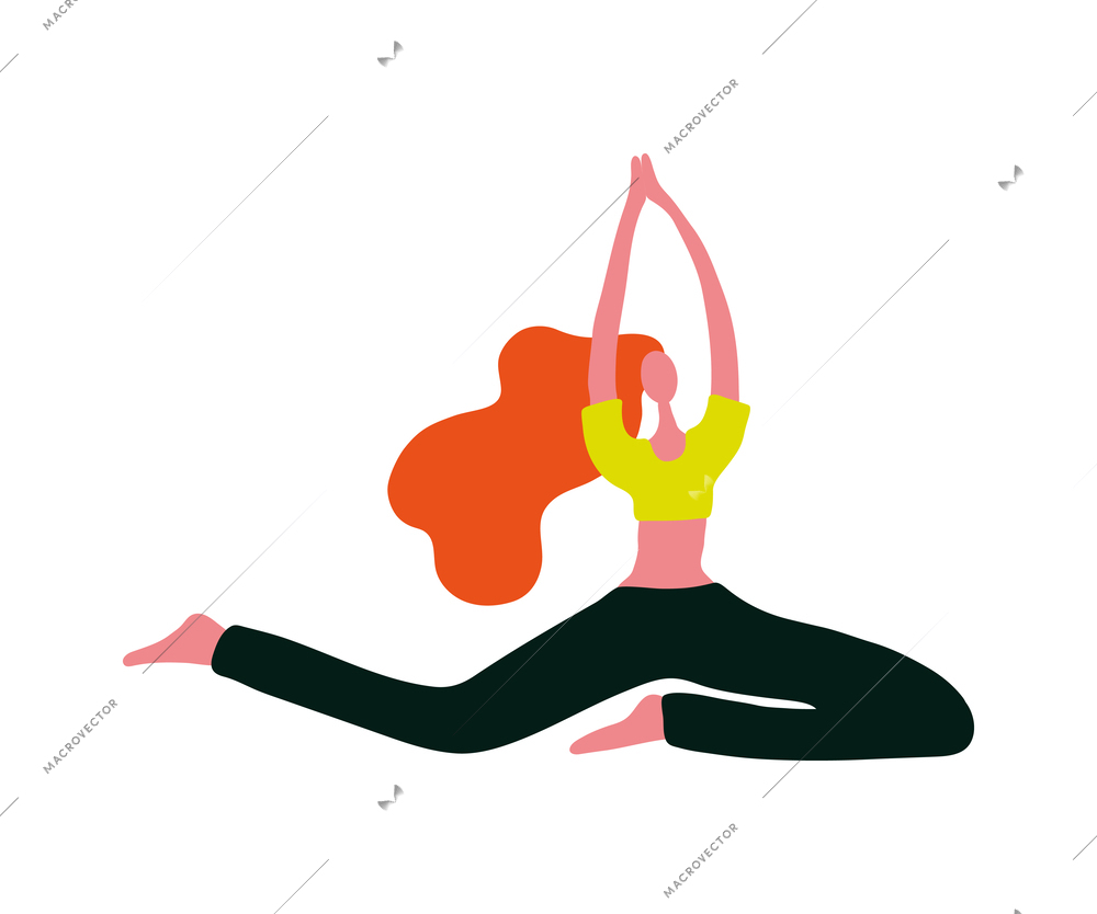 Yoga people composition with isolated faceless human character in yoga pose asana vector illustration