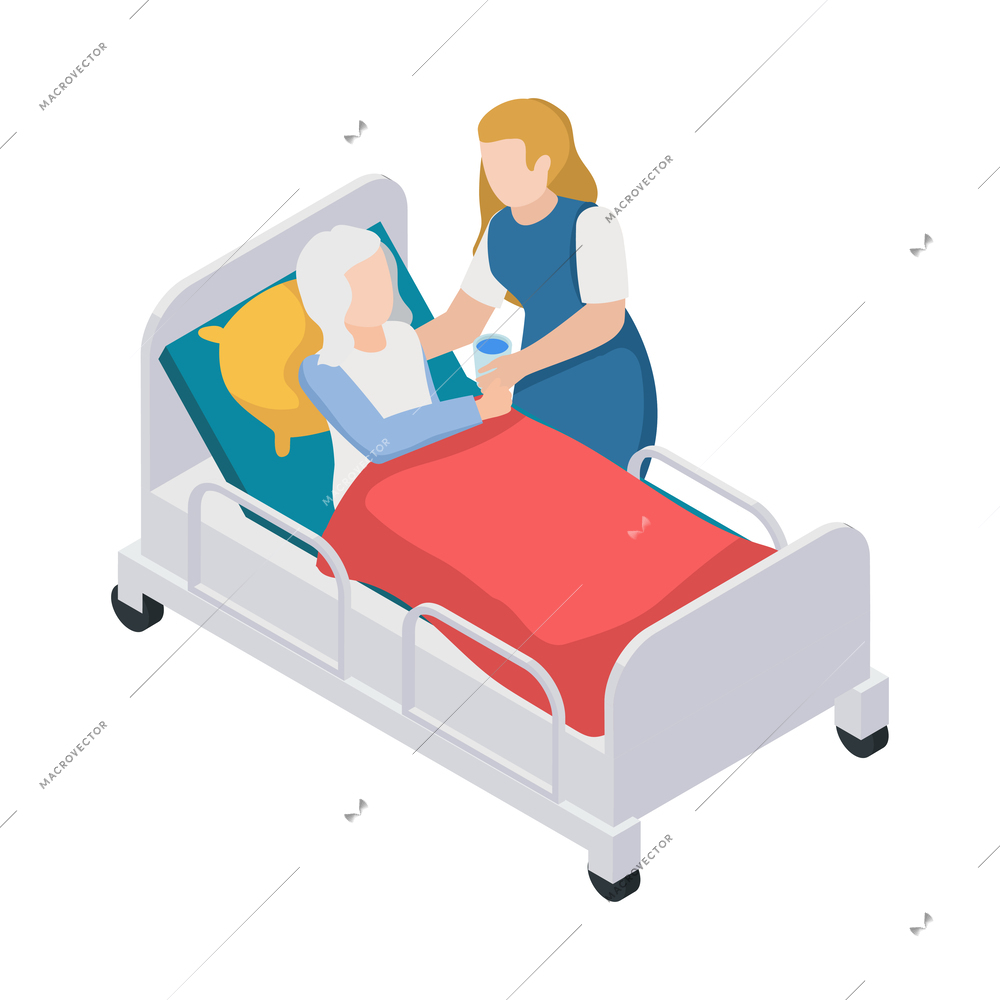 Nursing home elderly people composition with medical care activity and assistance images vector illustration