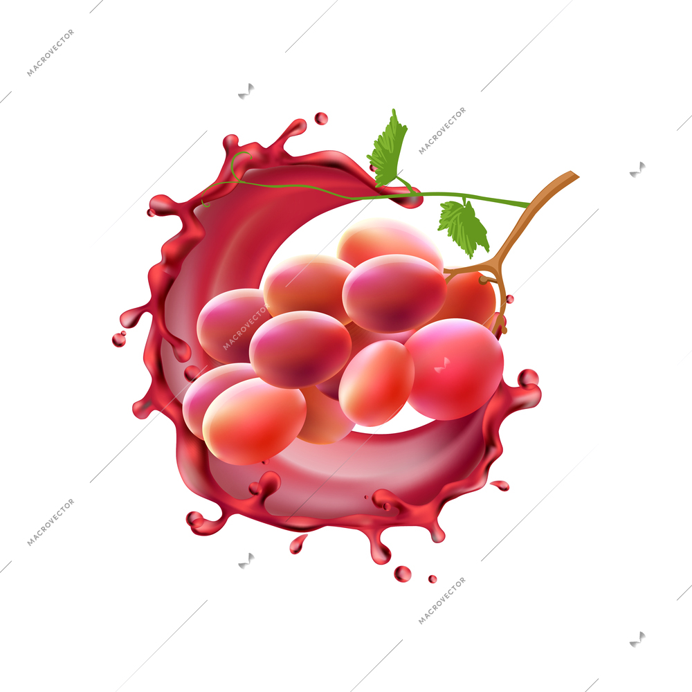 Wine splash realistic composition with isolated view of alcohol drink made from vine vector illustration