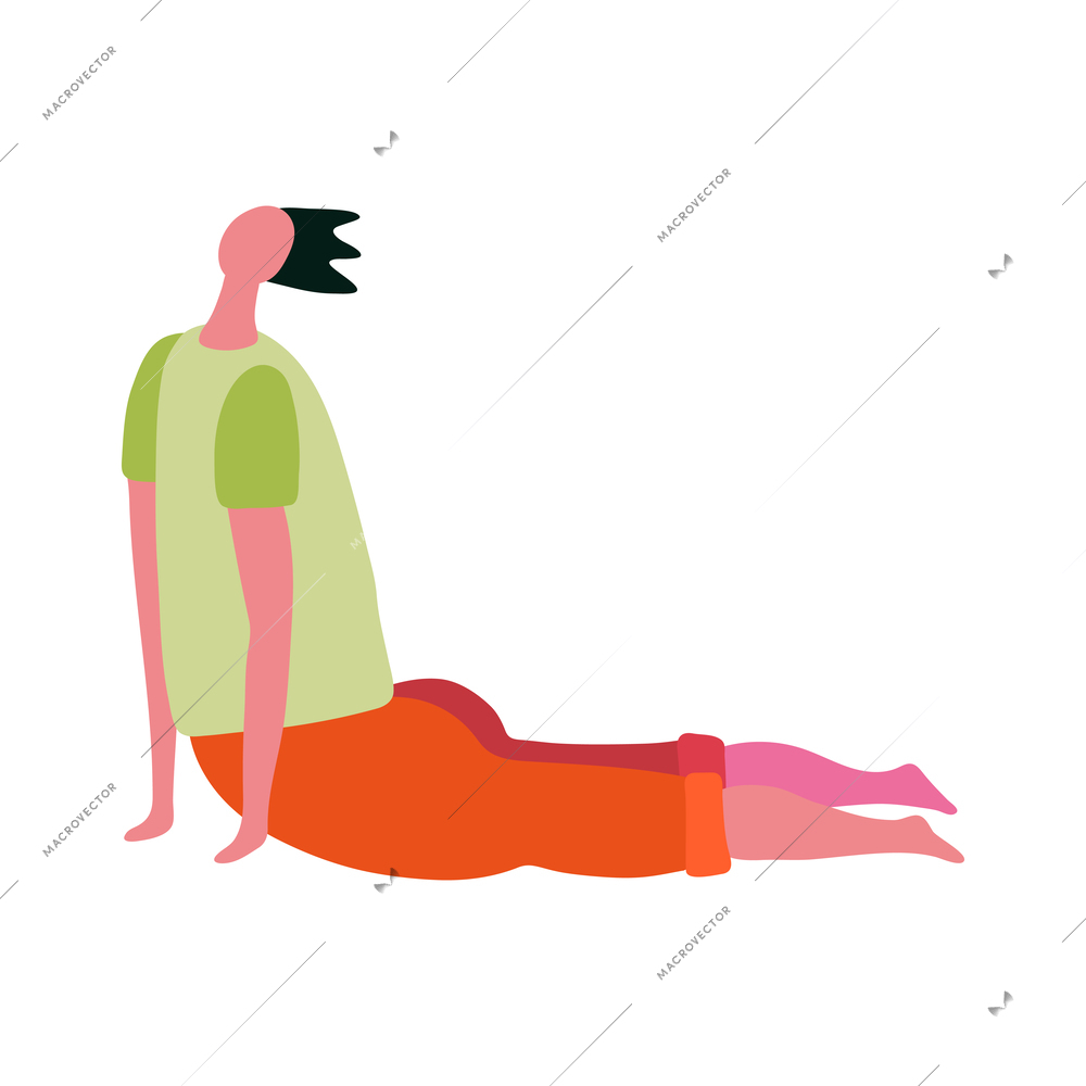 Yoga people composition with isolated faceless human character in yoga pose asana vector illustration