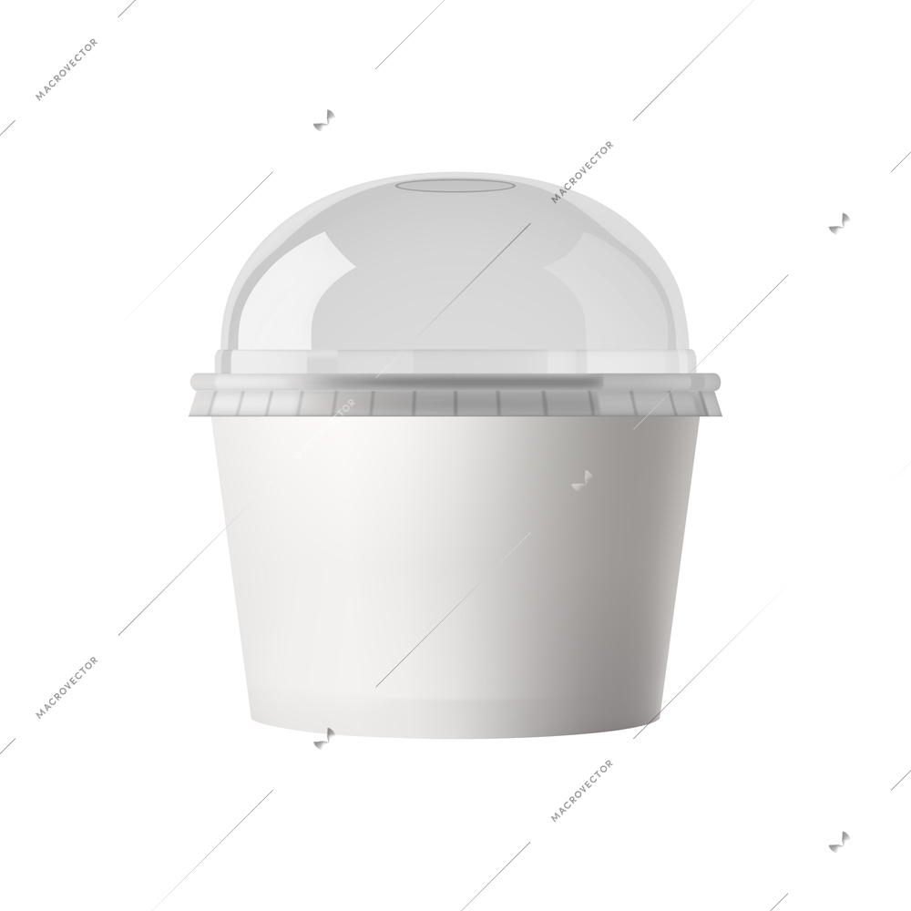 Takeout fastfood package realistic composition with isolated image of paper container on blank background vector illustration