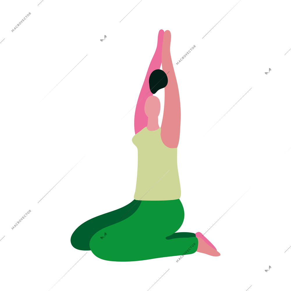 Yoga people composition with isolated faceless human character in yoga pose asana vector illustration