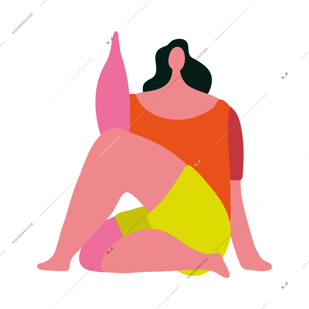 Yoga people composition with isolated faceless human character in yoga pose asana vector illustration