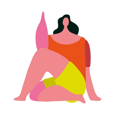 Yoga people composition with isolated faceless human character in yoga pose asana vector illustration