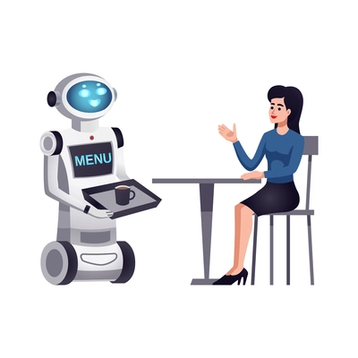 Robot artificial intelligence machine composition with next generation droid on blank background vector illustration