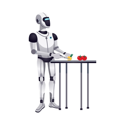 Robot artificial intelligence machine composition with next generation droid on blank background vector illustration