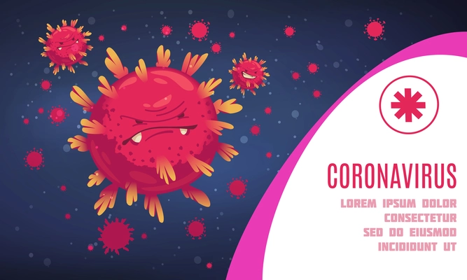 Bacteria and virus background with coronavirus treatment symbols flat vector illustration